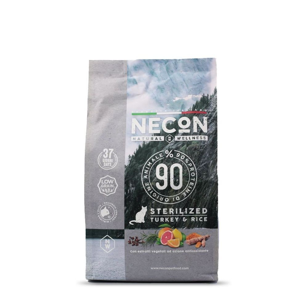 Корм для кошек NECON Natural Wellness для стерилизованных, индейка с рисом сух. 1,5кг