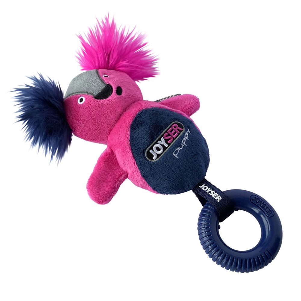 цена Игрушка для собак JOYSER Puppy Белка с резиновым кольцом и пищалкой S/M розовая, 21см