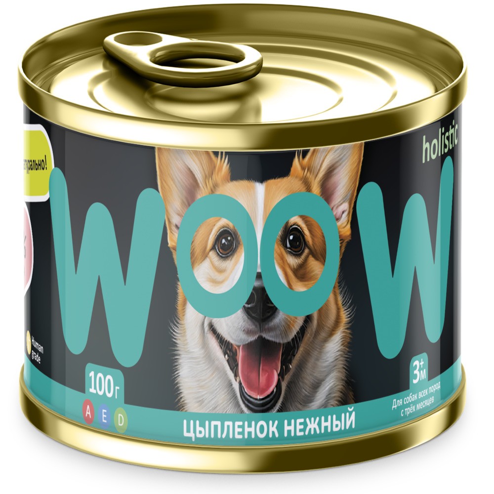 Корм для собак WOOW цыпленок нежный банка 100г корм для собак dog lunch цыпленок 410г