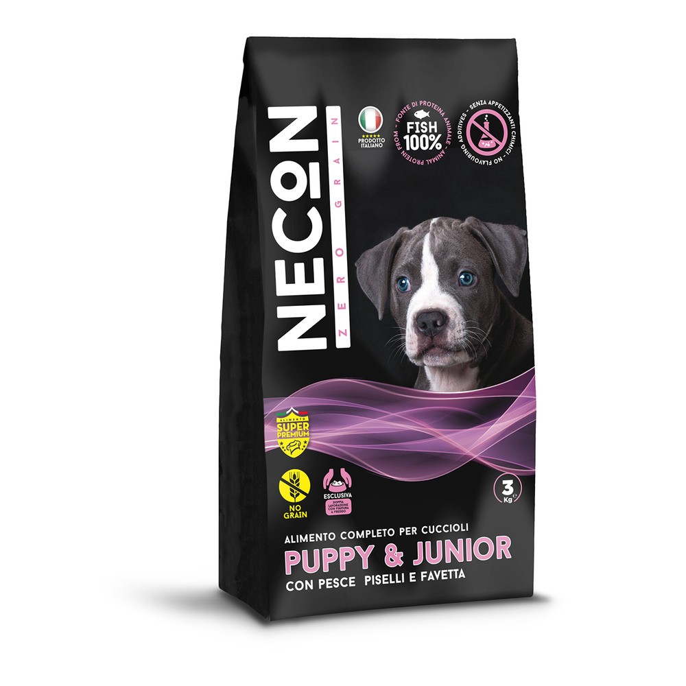 Корм для щенков NECON Zero Grain беззерновой с рыбой и горохом сух. 3кг корм для собак necon с олениной сух 3кг