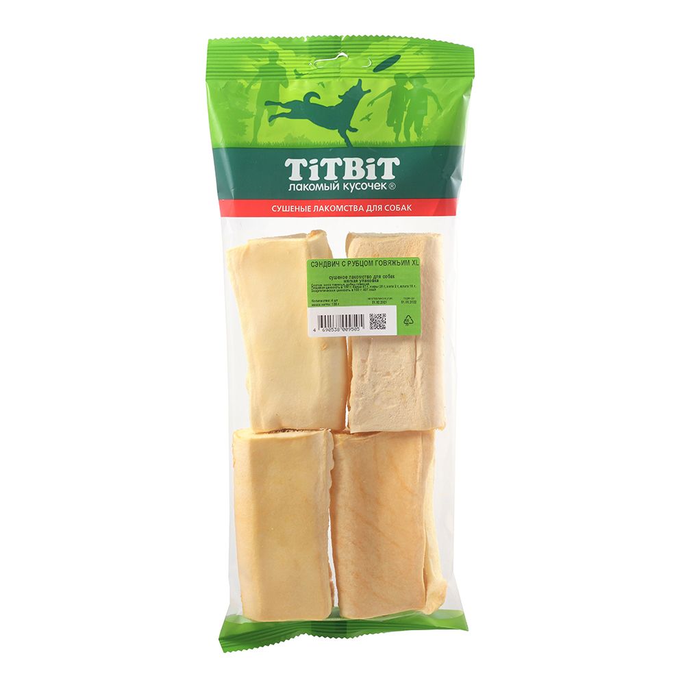 лакомство для собак titbit пятачок диетический xl Лакомство для собак TITBIT Сэндвич с рубцом говяжьим XL