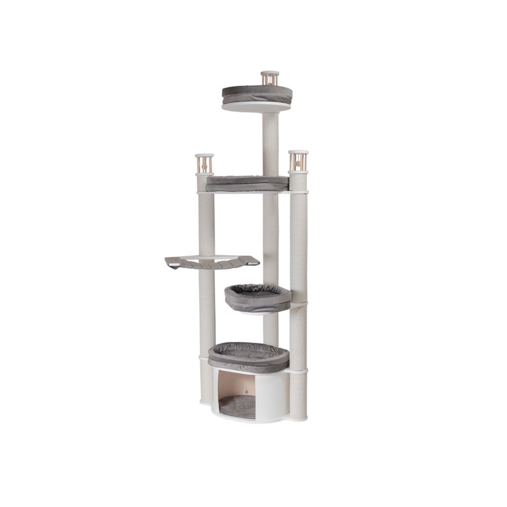 Игровой комплекс для кошек MYSNOOPY Beauty-3, 216см, цвет белый подушки серые