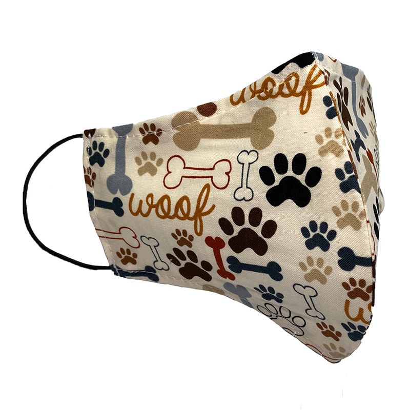 Маска Pride защитная (для людей) многоразовая двухслойная Вуф бежевая, размер S,M