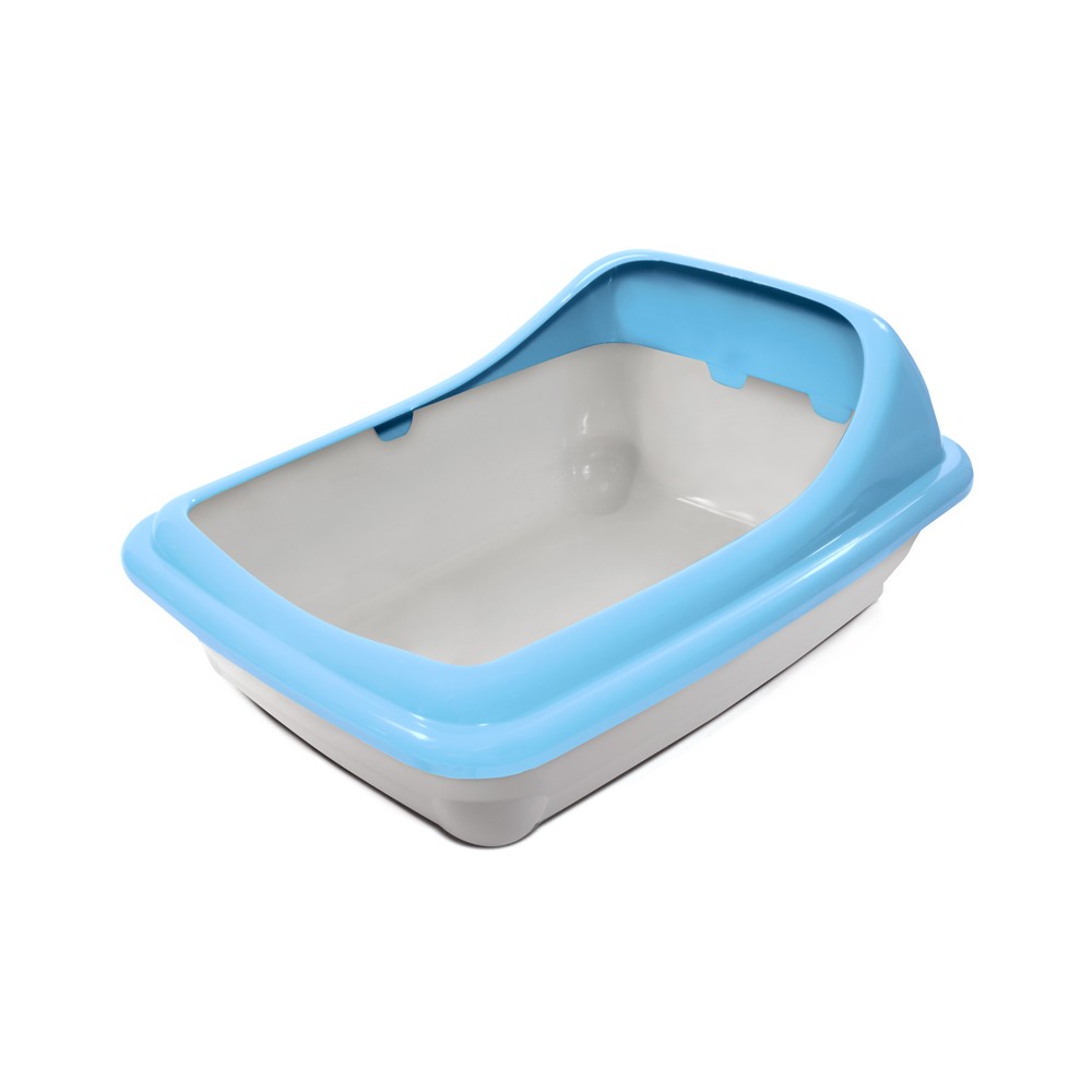 цена Туалет для кошек TRIOL Волна прямоугольный с ассиметричным бортом, серый-голубой, 455х350х200мм