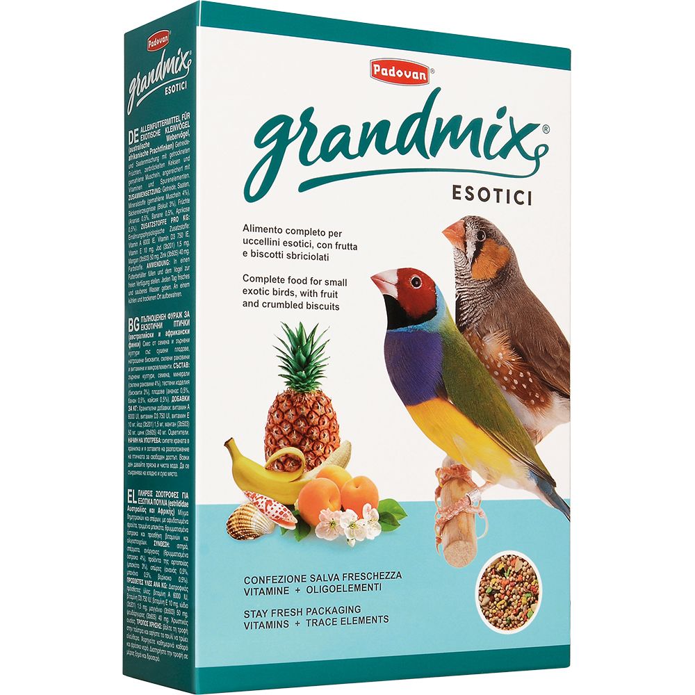 Корм для птиц Padovan Grandmix основной для экзотических птиц 1кг корм для птиц padovan grandmix canarini для канареек 400г