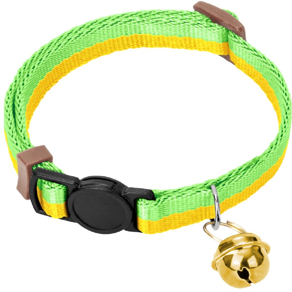 Ошейник для кошек ZOO ONE с безопасной пряжкой жёлто-салатовый 10ммх18-28см 292₽