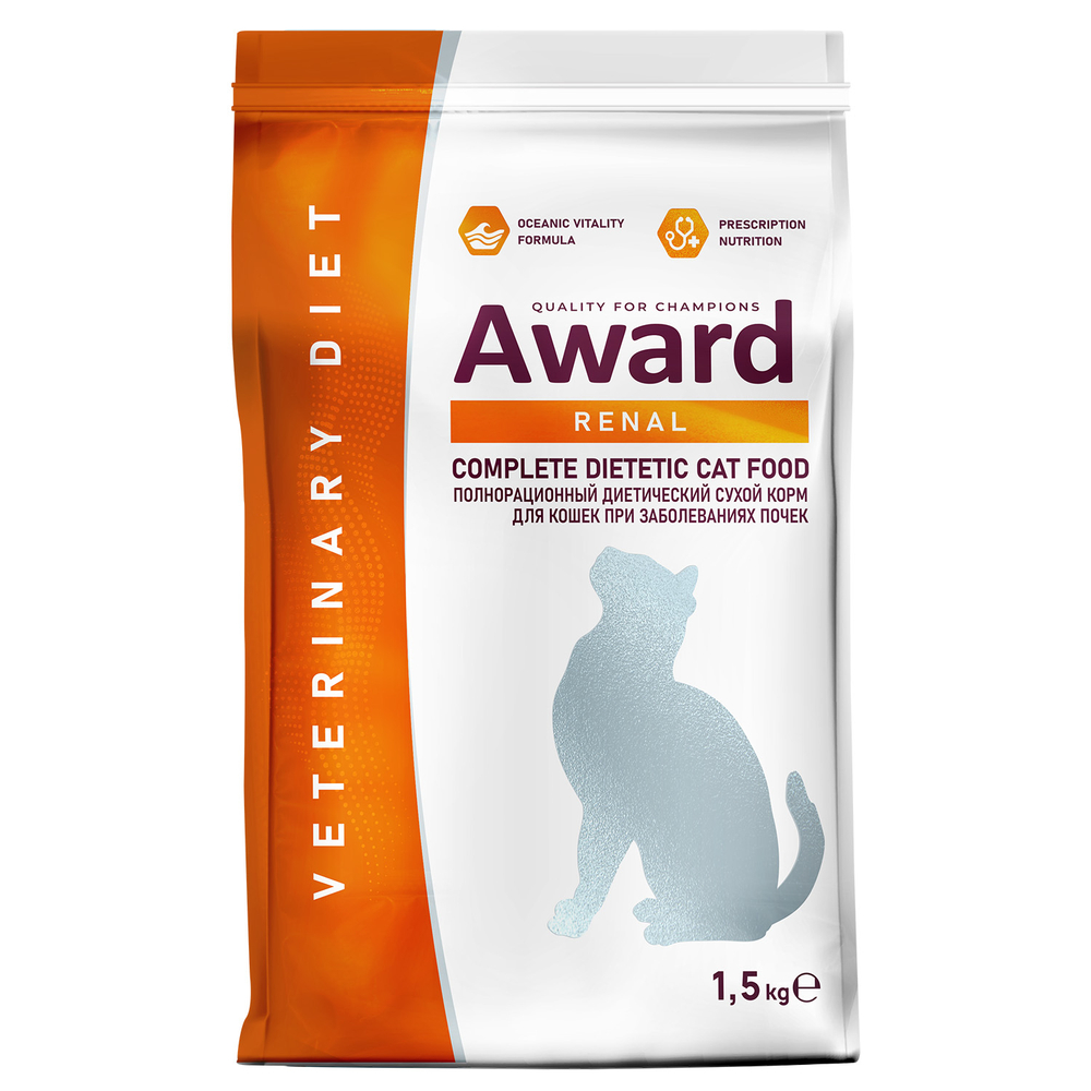 Корм для кошек AWARD Veterinary Diet Renal при заболеваниях почек сух. 1,5кг