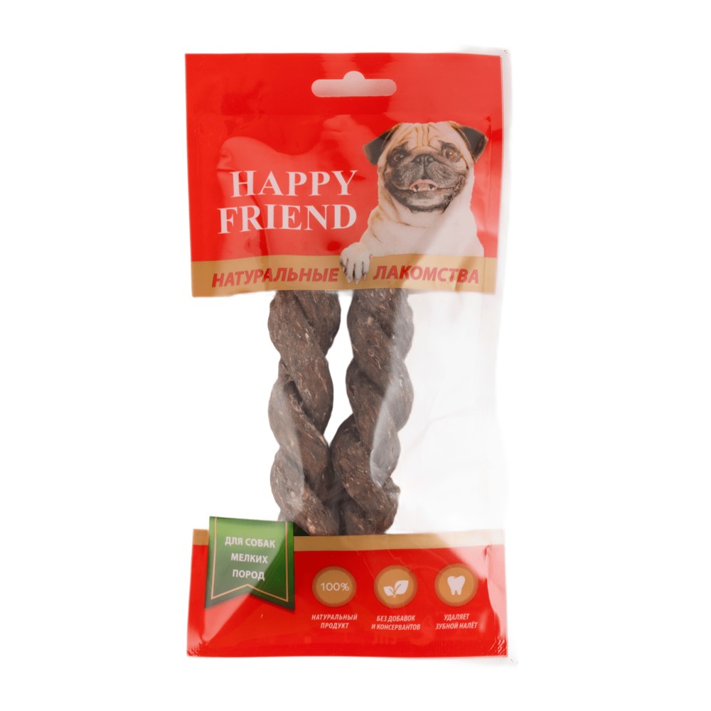 Лакомство для собак HAPPY FRIEND Спиралька говяжья одинарная для мелких пород 40г