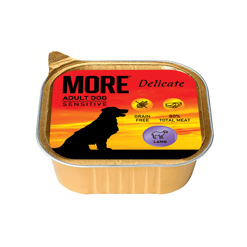 Корм для собак MORE Delicate для чувствительного пищеварения, паштет с ягненком ламист. 100г консервы biomenu для кошек паштет с ягненком 100г 74091