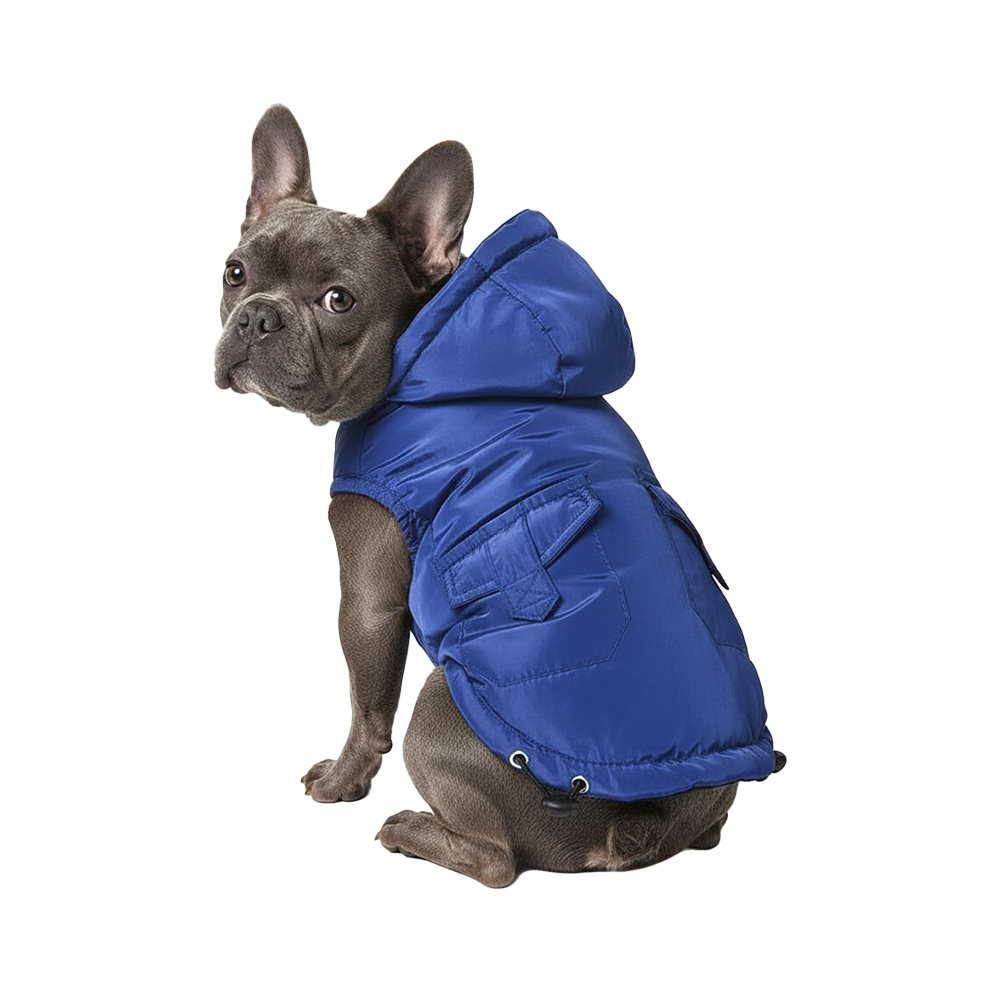 Куртка для собак Foxie Merro синяя с капюшоном р S длина спины 30см 449₽