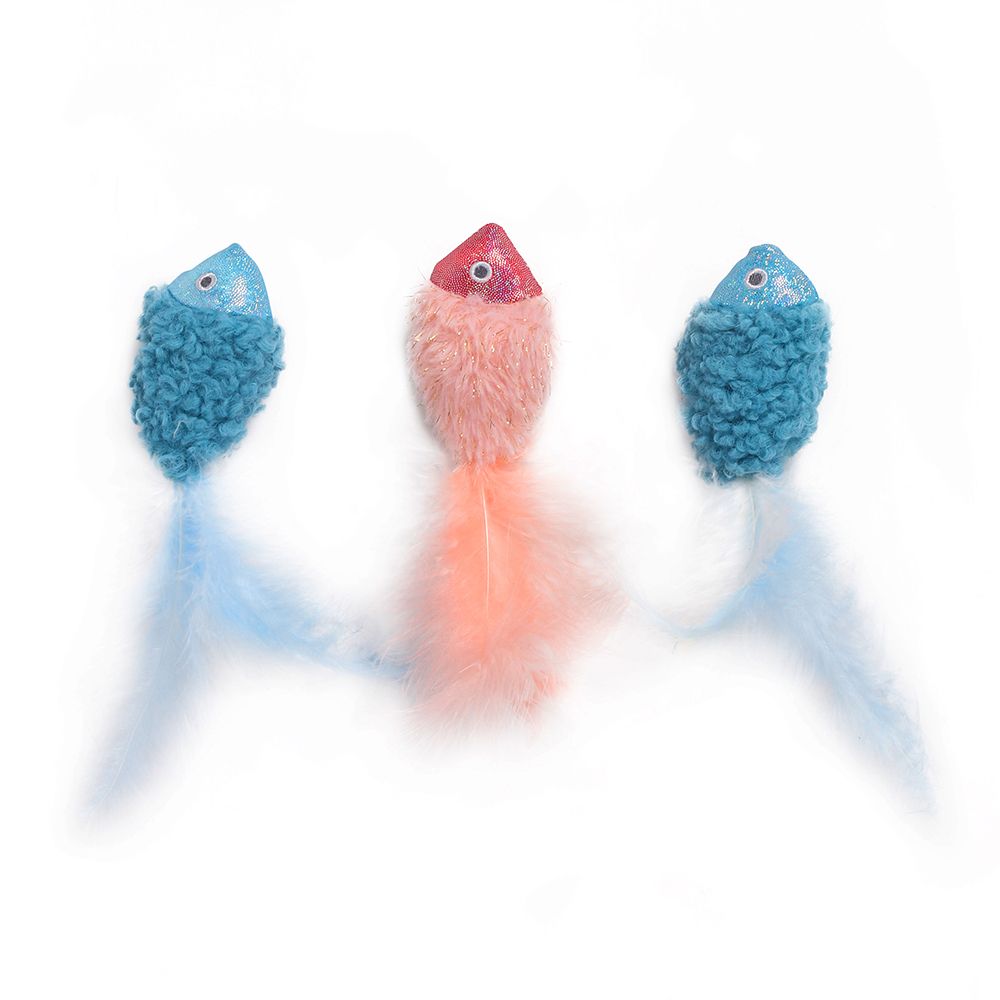 Игрушка для кошек CHOMPER Magical Набор Рыбки с перьями 3 шт игрушка для кошек chomper berry frost набор плетеные мячи с перьями 2 шт