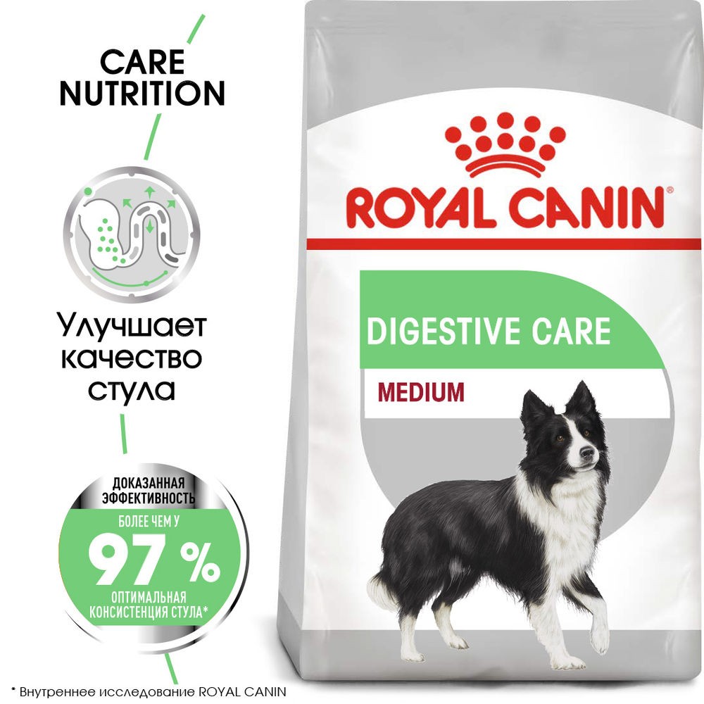 Корм для собак ROYAL CANIN Medium Digestive Care для средних пород с чувств.пищеварением сух. 3кг royal canin unirary care паштет для взрослых собак с чувствительной мочевыделительной системой 85 г