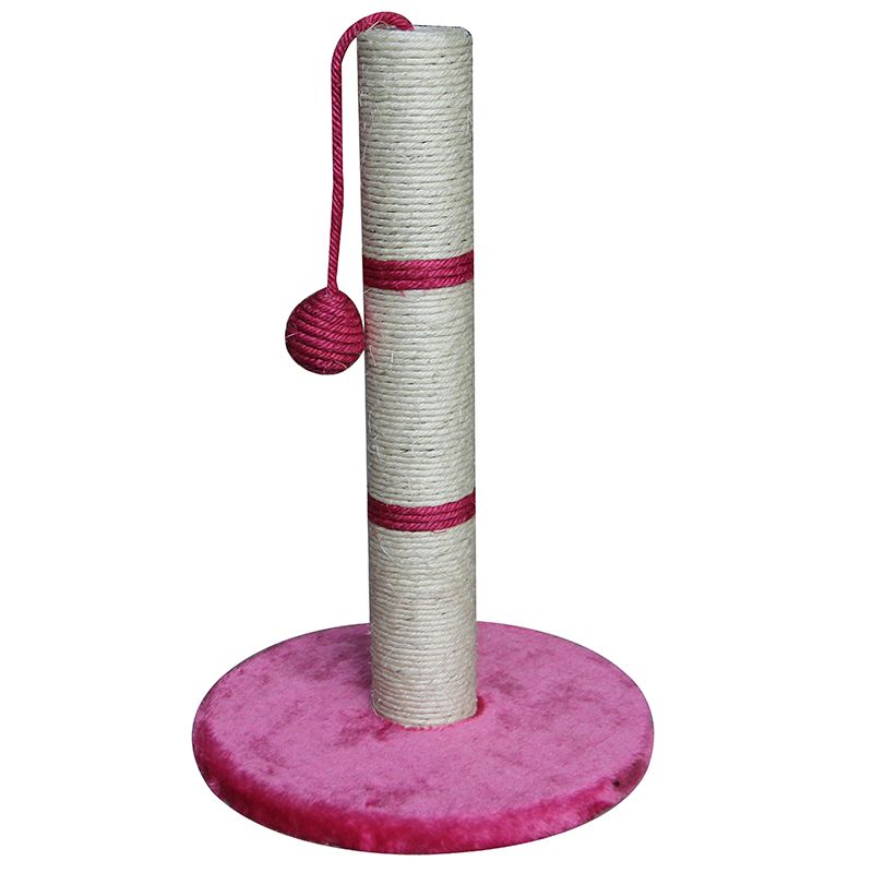 цена Когтеточка для кошек Foxie Столбик с игрушкой 30x30x50см розовый