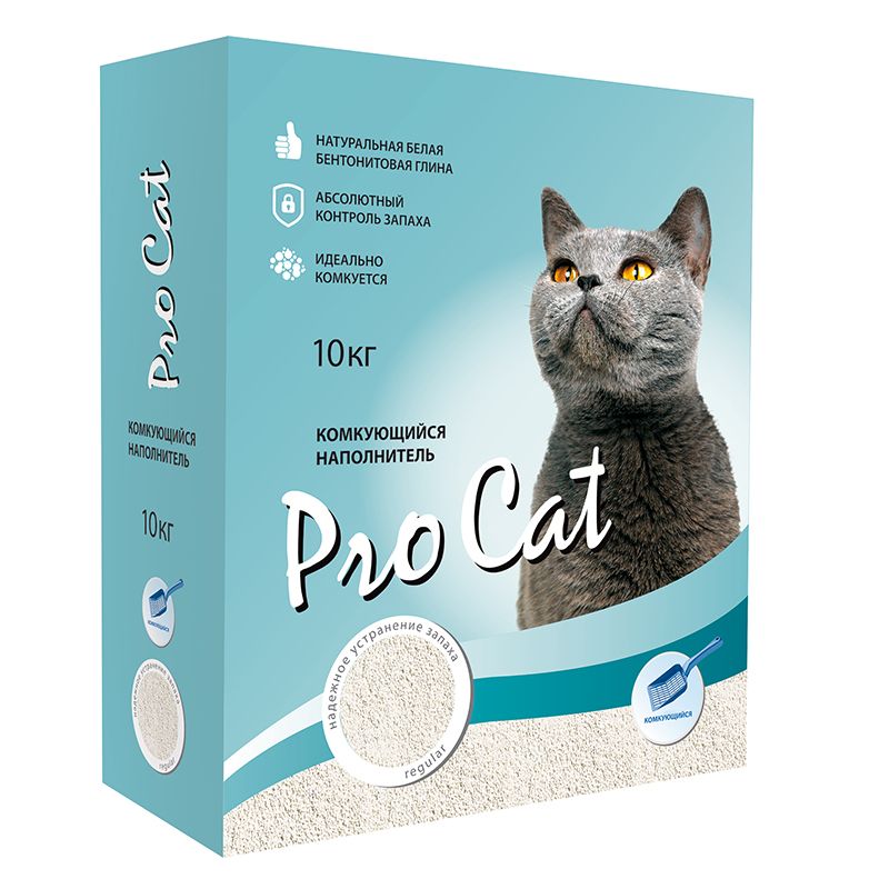 Наполнитель для кошачьего туалета Pro Cat Regular комкующийся экстра белой глины 10кг наполнитель для кошачьего туалета без ароматизатора sensitive cat s grey 10кг