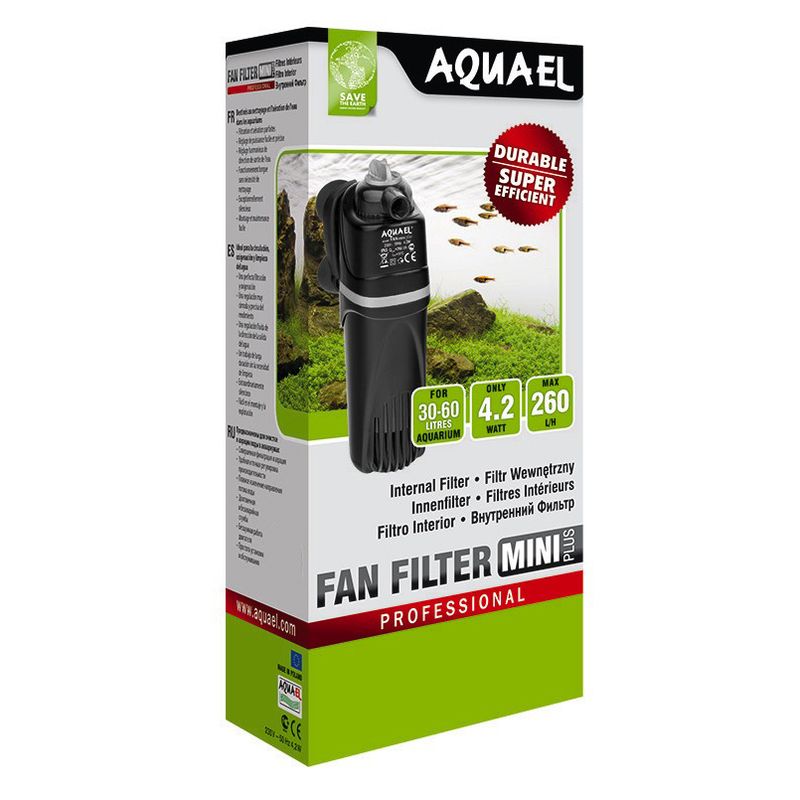 Внутренний фильтр AQUAEL FAN FILTER MINI plus для аквариума 30 - 60 л (260 л/ч, 4.2 Вт) внутренний фильтр aquael fan filter mini plus для аквариума 30 60 л 260 л ч 4 2 вт