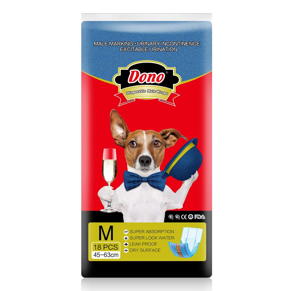 Пояса для кобелей Dono Jeans Male Pet Diaper, цвет джинс, одноразовые, размер М, 45-63 см, 18шт