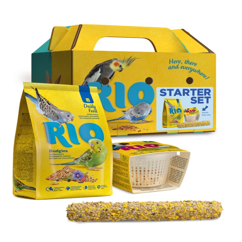 Корм для птиц RIO Стартовый набор владельца волнистого попугайчика, корм 500г + травка и лакомство