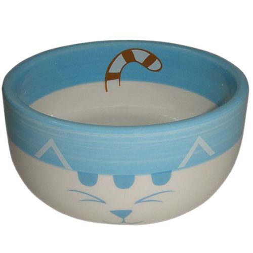 цена Миска для животных Foxie Blue Cat голубая керамическая 11,5х11,5х5см 320мл