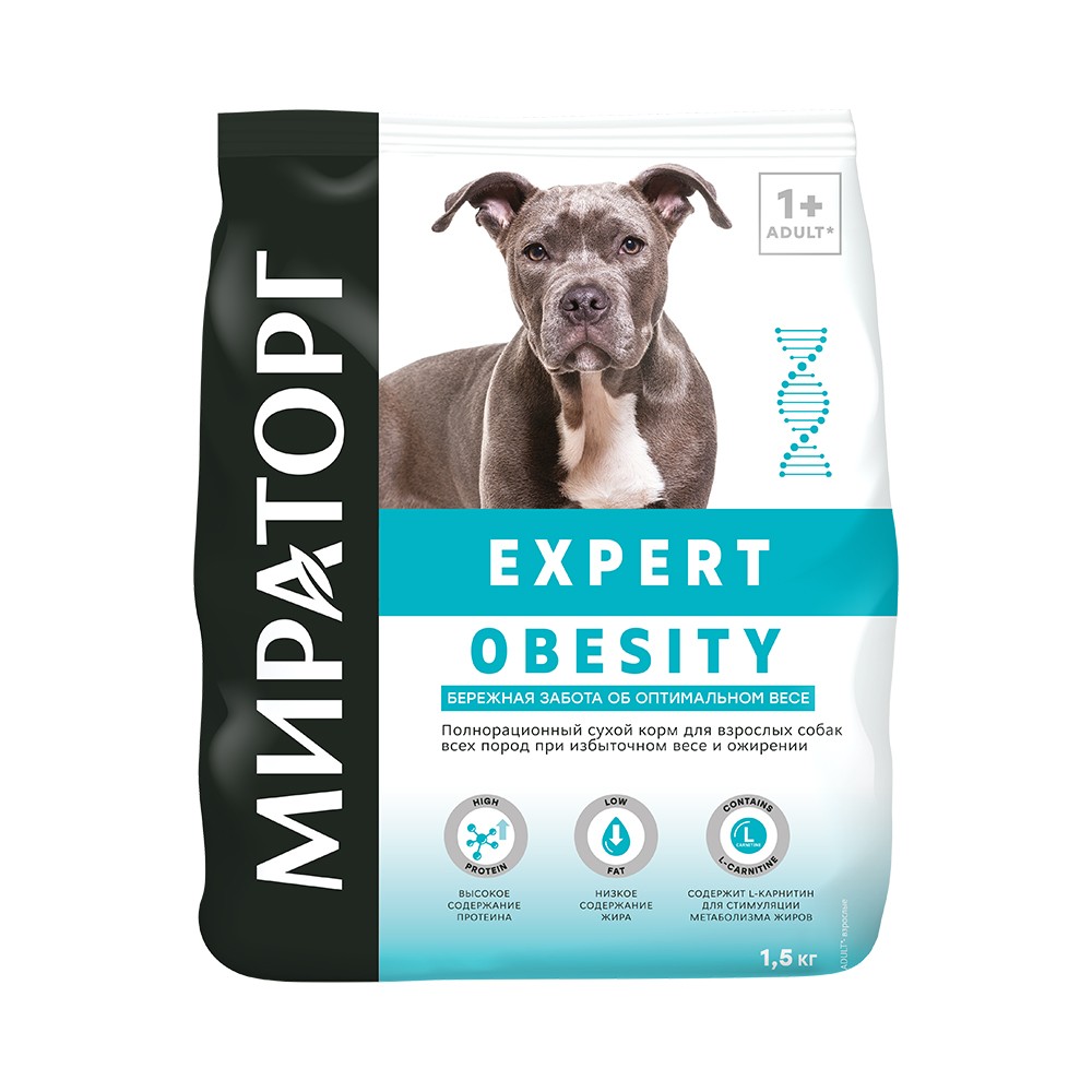 Корм для собак Мираторг Expert при избыточном весе и ожирении сух. 1,5кг котова ирина питание при избыточном весе