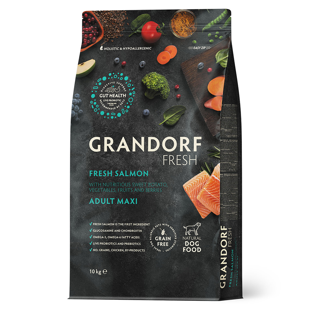 Корм для собак GRANDORF FRESH Dog для крупных пород, филе лосося с бататом сух. 10кг