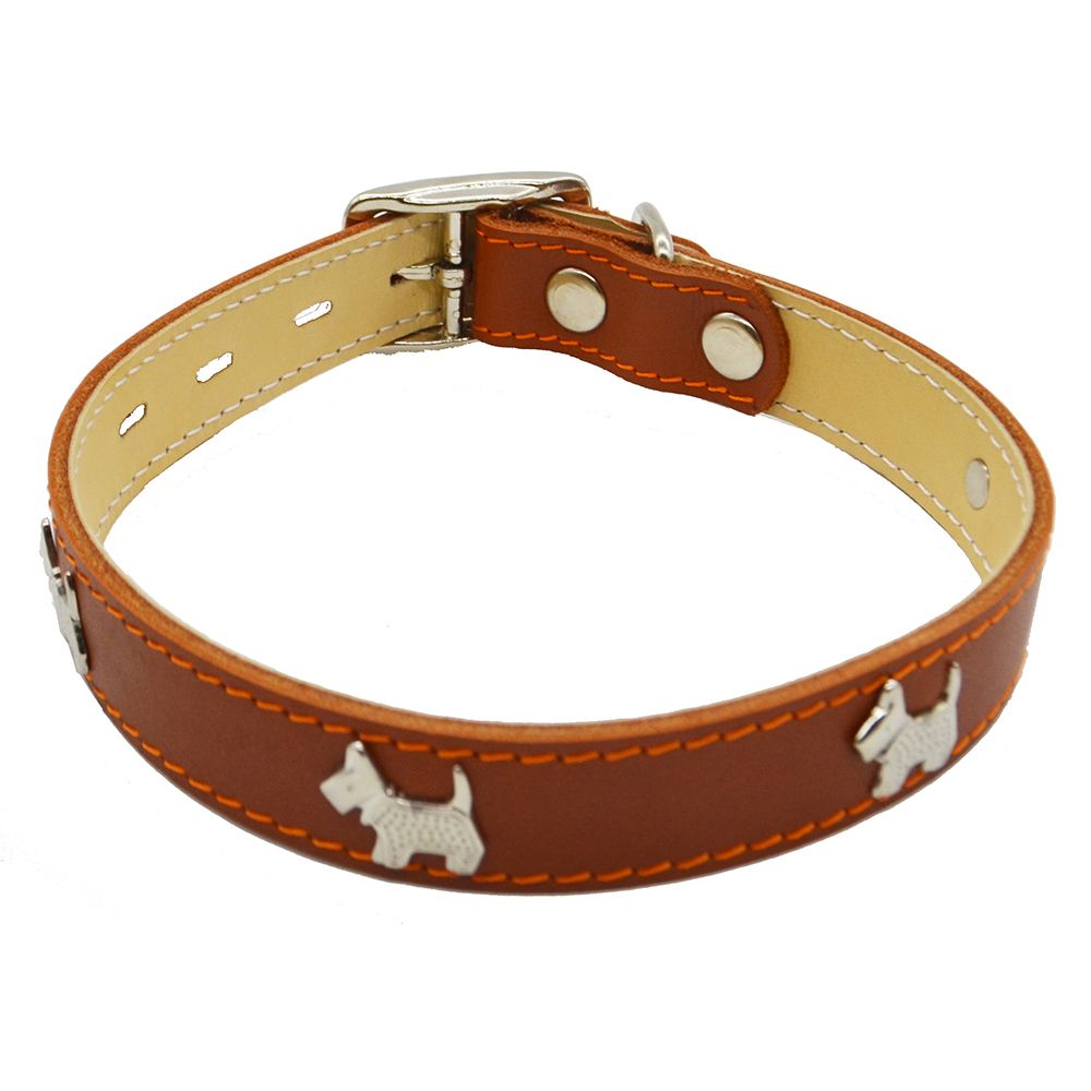 Ошейник для собак КАСКАД Щенок кожаный двухслойный шир.20мм обх.шеи 30-38см светло-коричневый