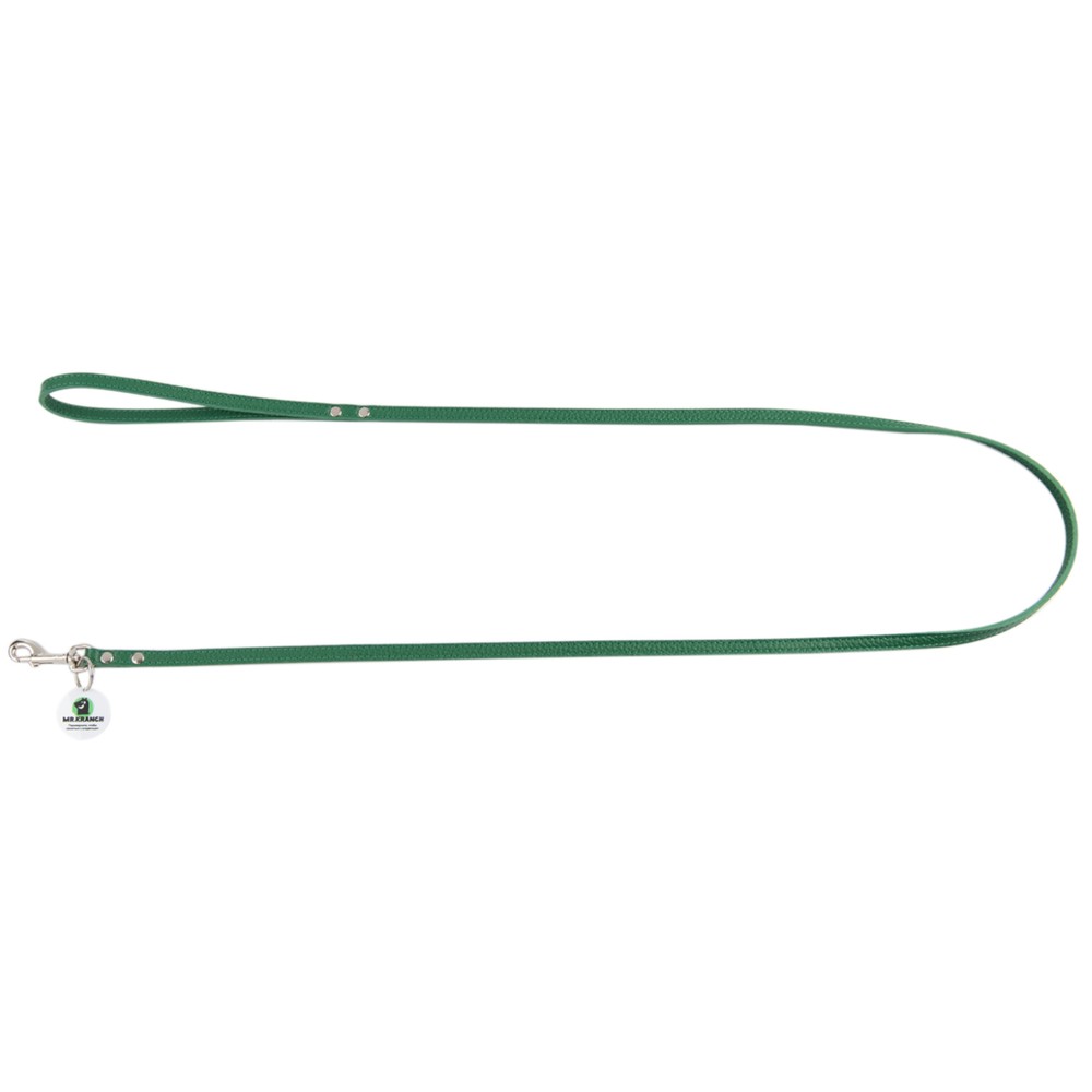 Поводок для собак MrKranch из натуральной кожи с QR-адресником зеленый 130см 10мм 2610₽