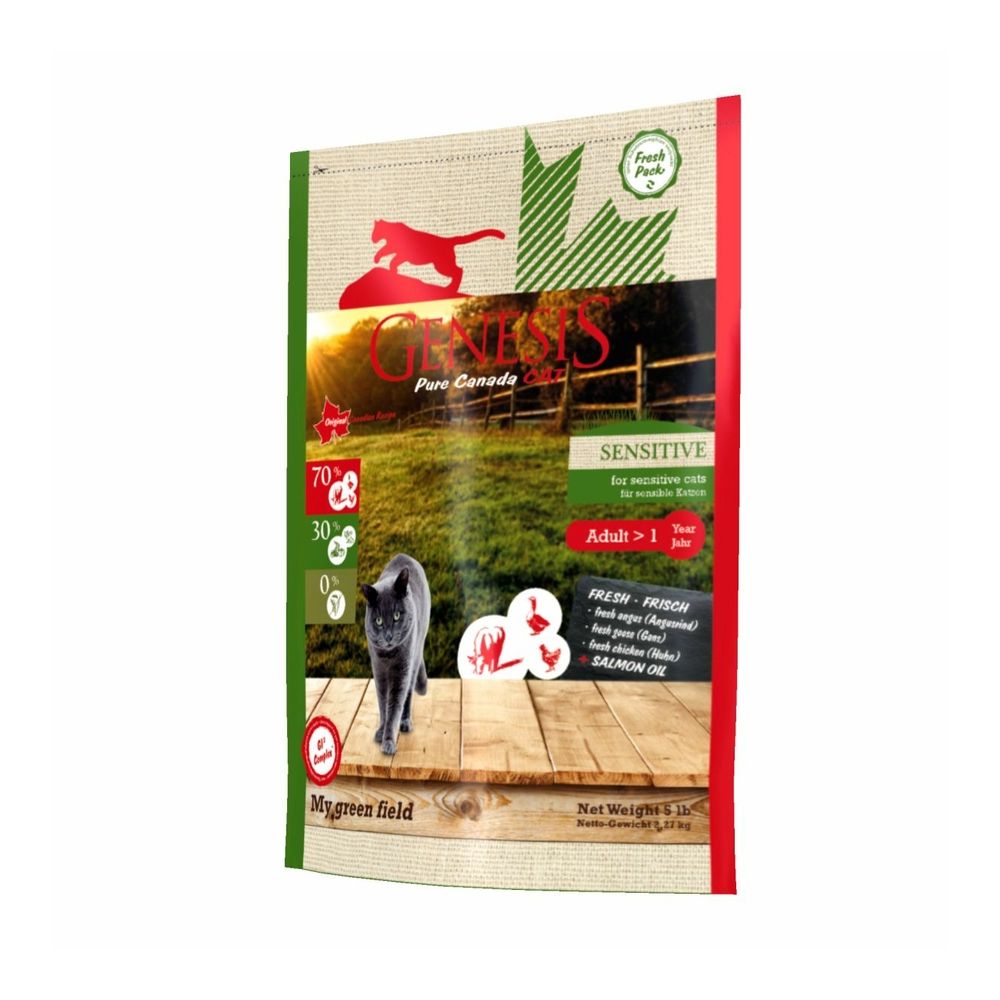 Корм для кошек Genesis Pure Canada My Green Field Sensitive с чув.пищ.,гов., гусь, курица сух.2,27кг