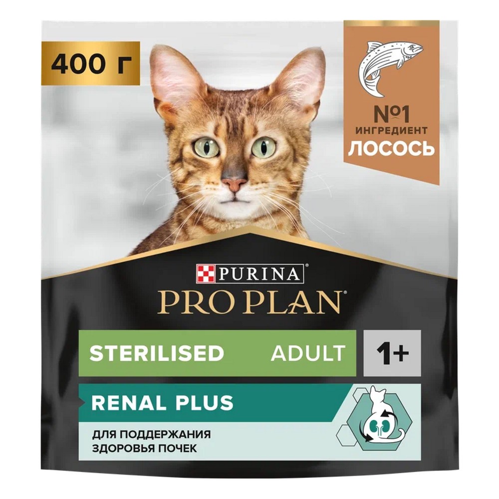 Корм для кошек Pro Plan Sterilised для стерилизованных, с лососем сух. 400г корм для кошек pro plan для стерилизованных кролик сух 1 5кг 400г промо