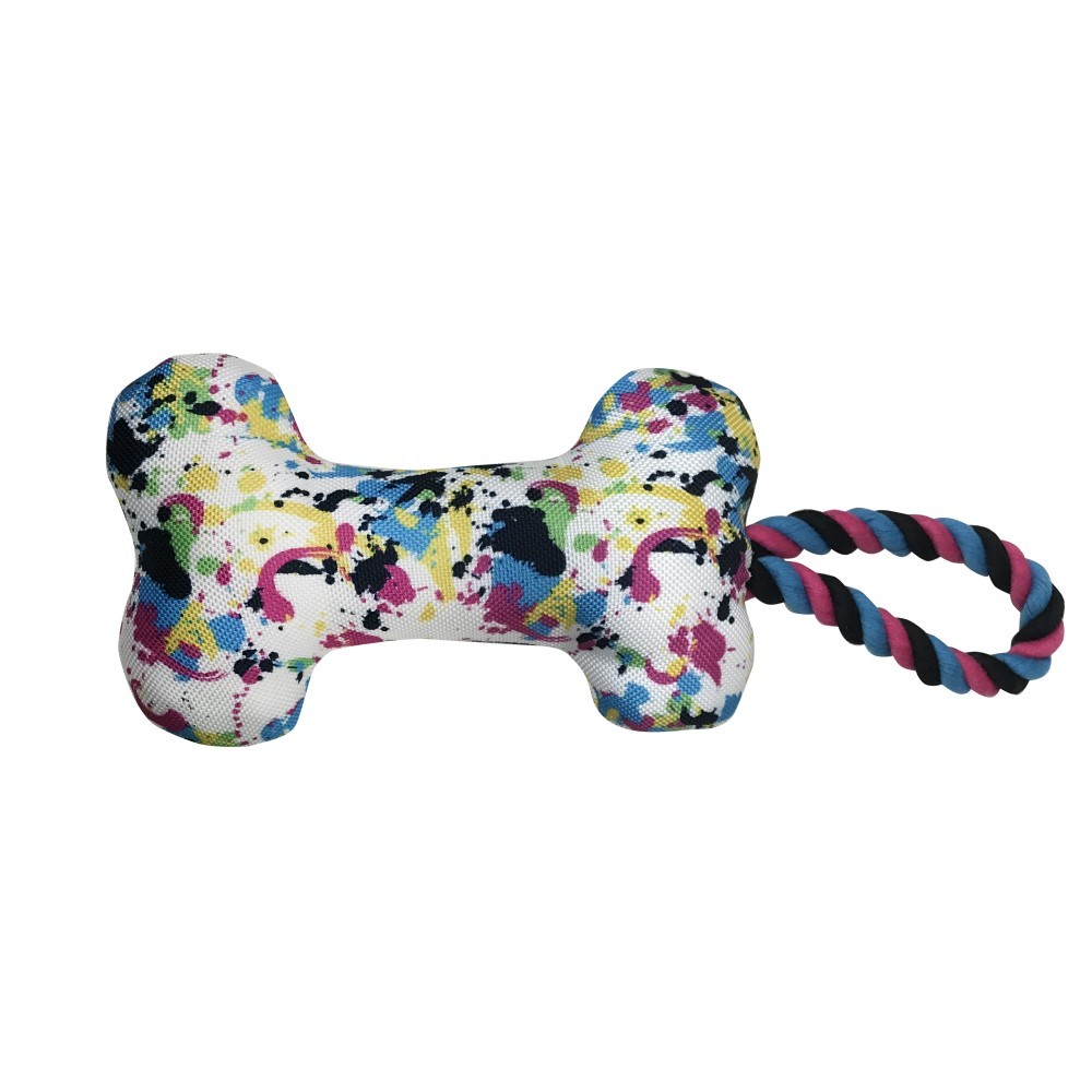Игрушка для собак CHOMPER Тяни-толкай кость плюш с петлей из каната с пищалкой 32 см nems игрушка для собак набор из трех мячей малых с пищалкой 4 8 см