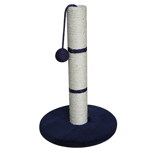 Когтеточка для кошек Foxie Столбик с игрушкой 30x30x65см синий