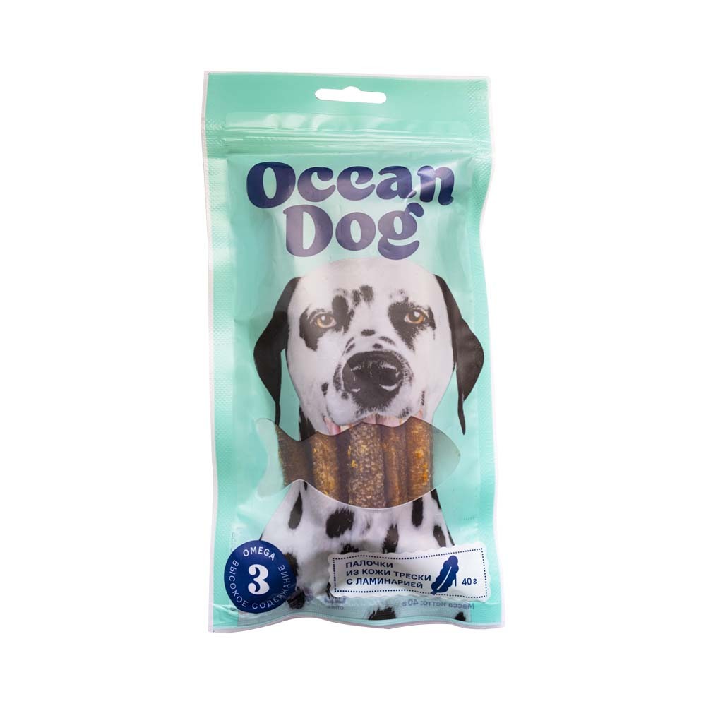 Лакомство для собак OCEANDOG из сушенои кожи атлантическои трески с ламинариеи