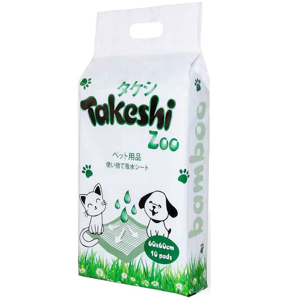 Пеленки для домашних животных TAKESHI ZOO впитывающие бамбуковые 60х60см 10шт