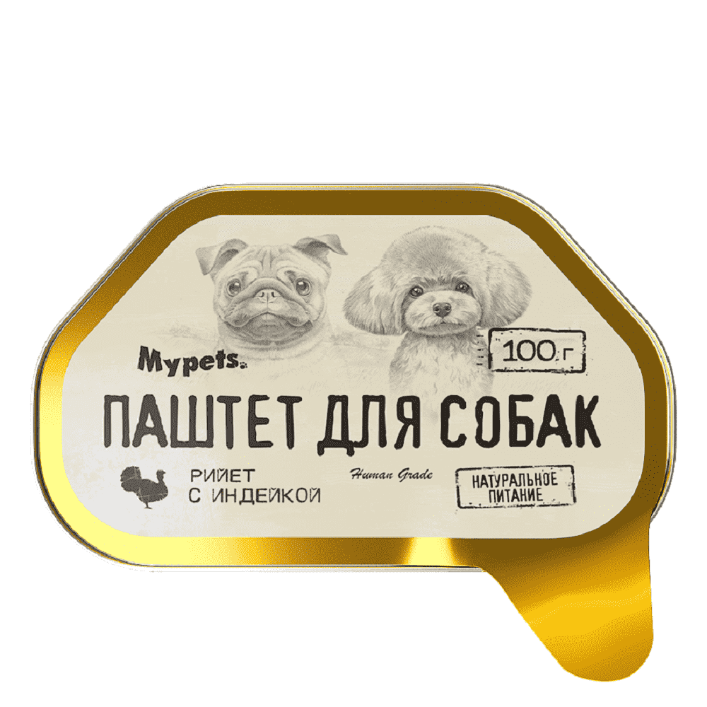 Корм для собак MYPETS паштет с индейкой ламист 100г 113₽