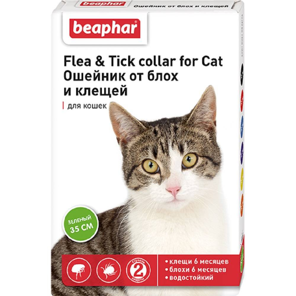 Ошейник для кошек Beaphar от блох зеленый 35см