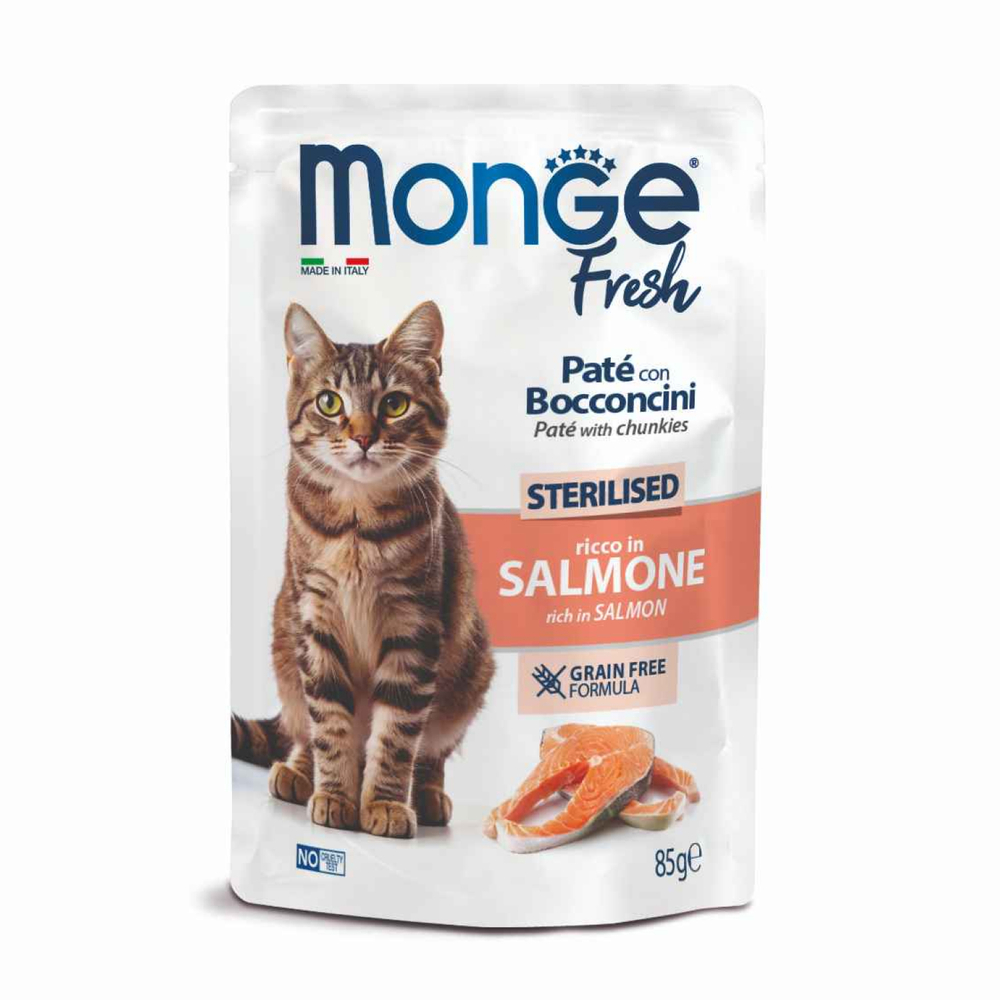 Корм для кошек Monge Cat Fresh для стерилизованных, с лососем пауч 85г
