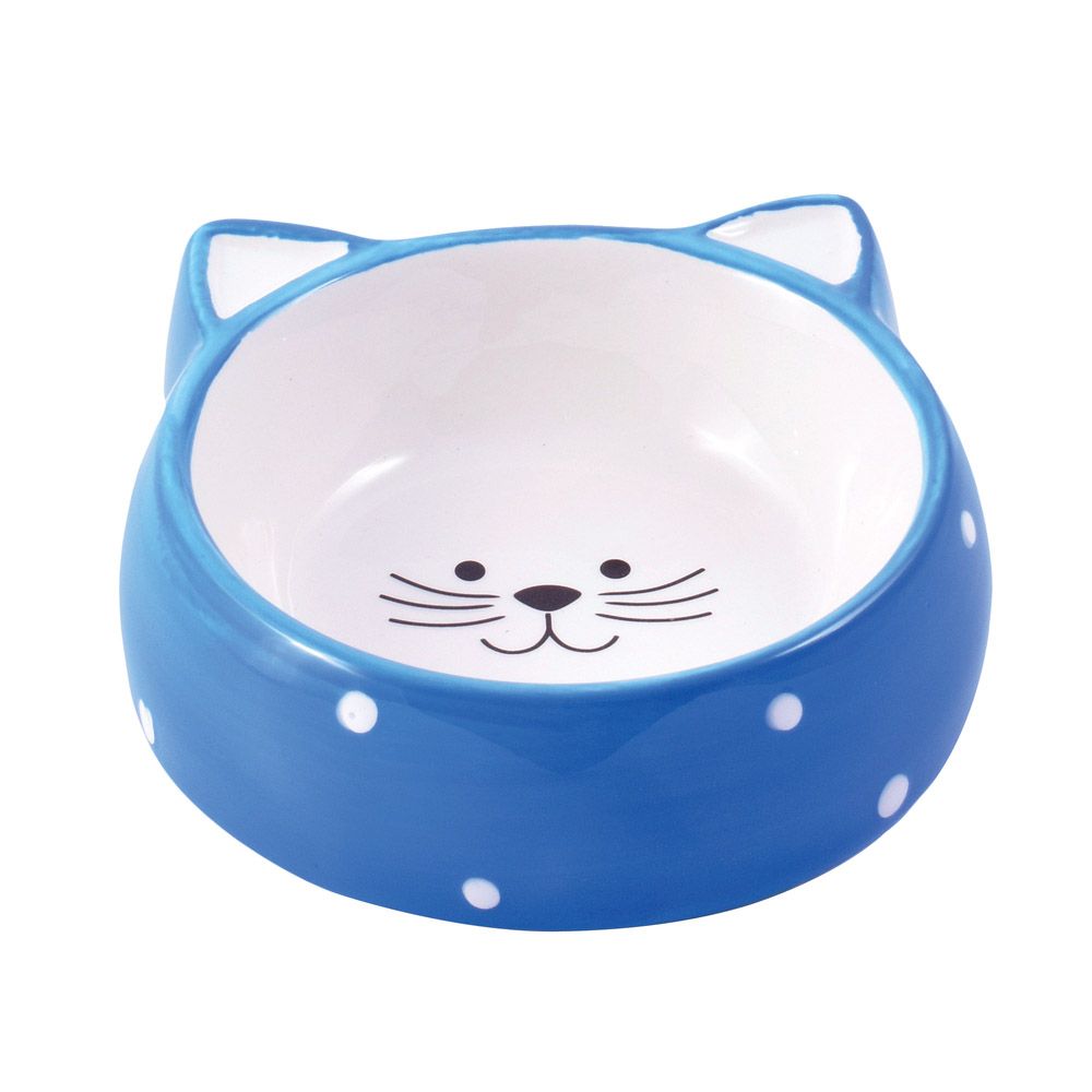 Миска для кошек КерамикАрт керамическая Мордочка кошки голубая 250мл миска для кошек керамикарт керамическая meow сиреневая 200мл