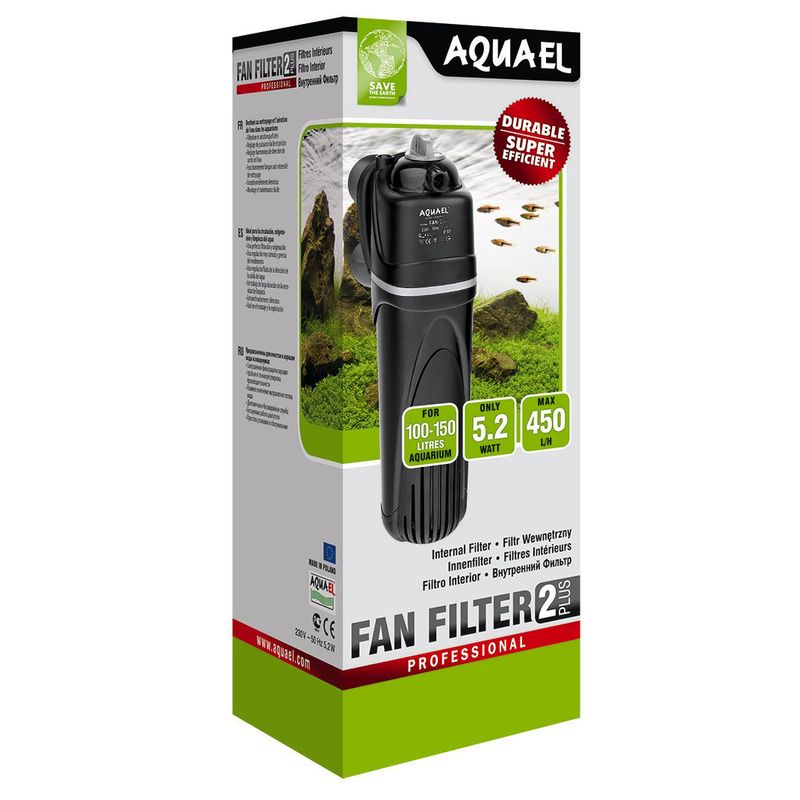 Внутренний фильтр AQUAEL FAN FILTER 2 plus для аквариума 100 - 150 л (450 л/ч, 5.2 Вт) нагреватель aquael ultra heater 50w для аквариума 15 50 л пластиковый регулируемый