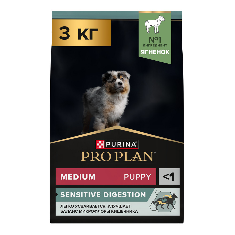 Корм для щенков Pro Plan Opti digest для средних пород с чувствитпищеварением с ягненком сух 3кг 2635₽