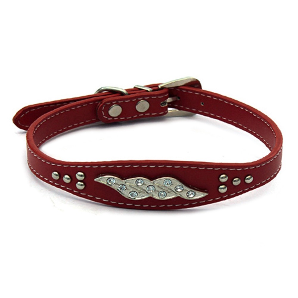 Ошейник для собак КАСКАД Колибри с расширением с украшением Волна со стразами 23ммх35см черный