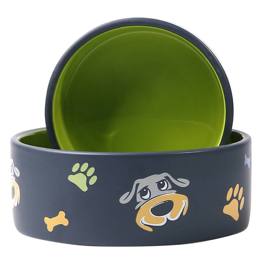 миска для животных foxie dog bowl розовая керамическая 13х13х11см 170мл Миска для животных Foxie Dog Print зеленая керамическая 16,5х16,5х6,5см 750мл