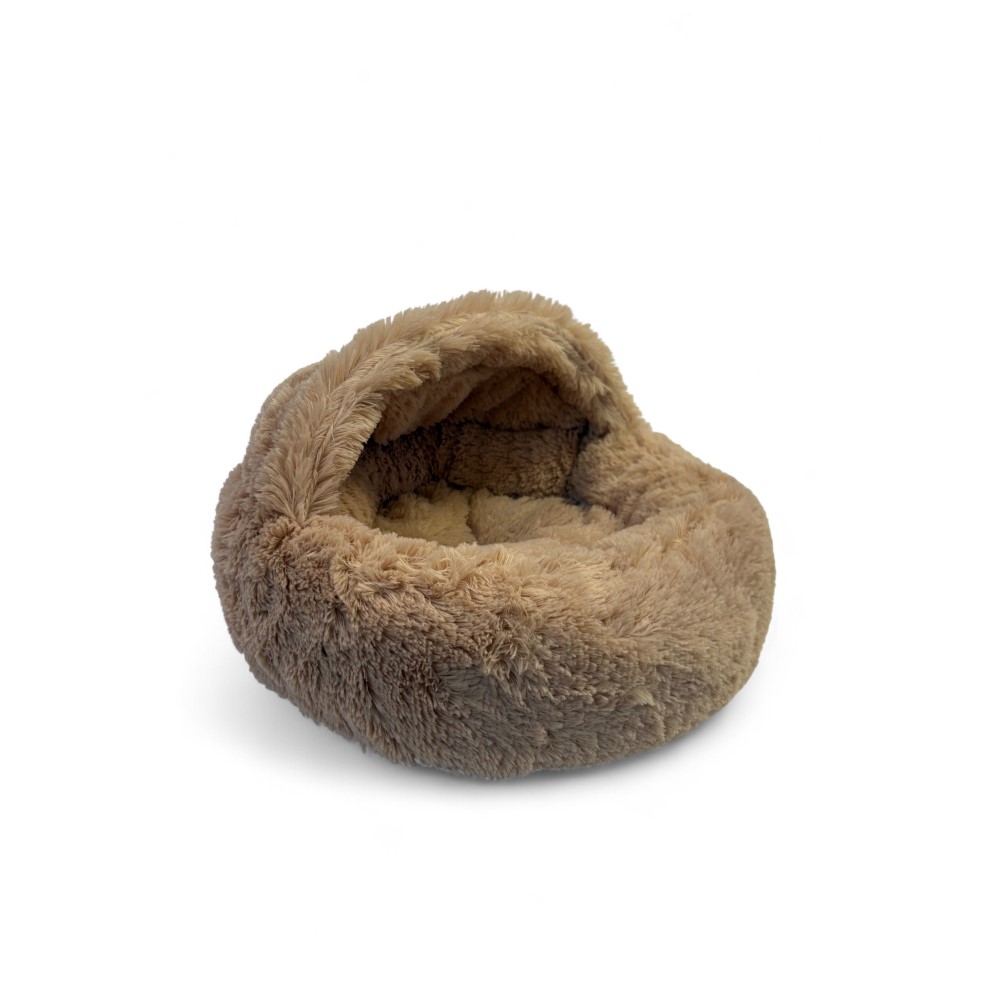 Лежак для животных Foxie Fuzzy cave 45х45х18см круглый бежевая мечта 1659₽