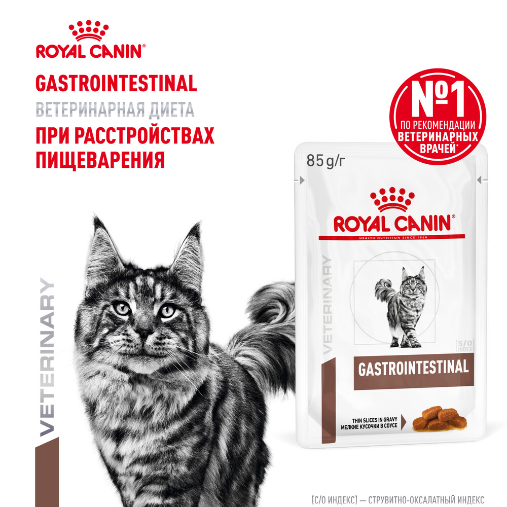 Корм для кошек ROYAL CANIN Vet Diet Gastro Intestinal при нарушении пищеварения, пауч 85г