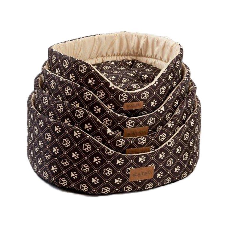 Лежак для собак KATSU Yohanka shine Dog Paws бежево-коричневый, размер 2 46х32х18см