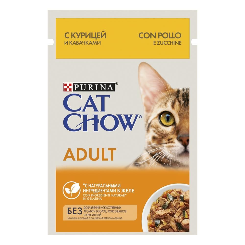 Корм для кошек Cat Chow курица, кабачки в желе пауч 85г
