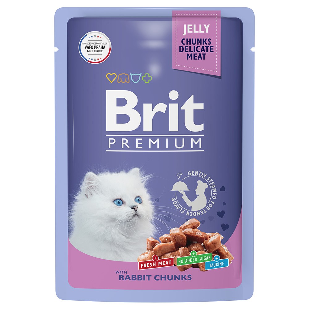 Корм для котят Brit Premium кролик в желе пауч 85г