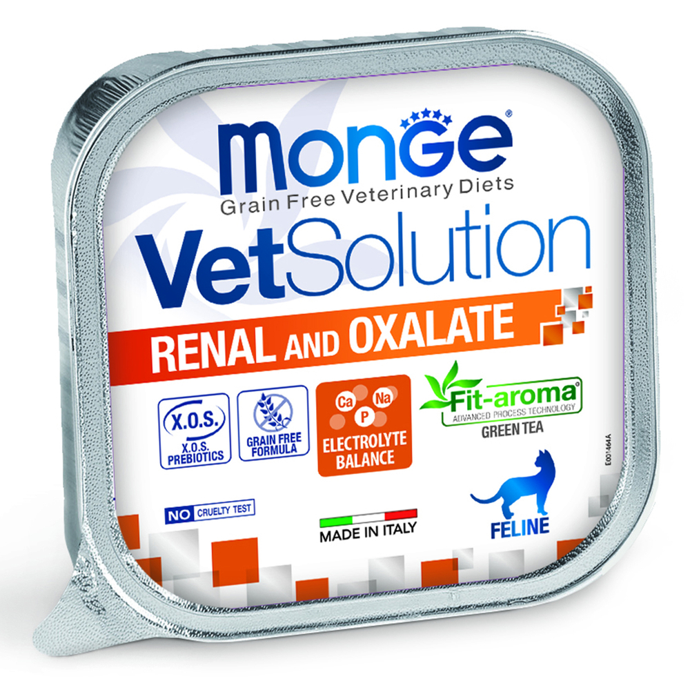 Корм для кошек Monge VetSolution Renal and Oxalate при заболеваниях почек ламист 100г 159₽