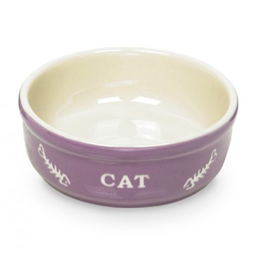 Миска для животных Nobby керамика фиолетовая с рисунком CAT 135x5см 598₽