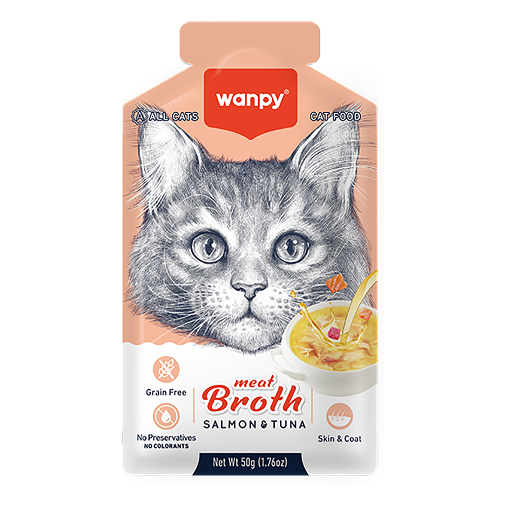 Корм для кошек WANPY Cat Бульон с лососем и тунцом пауч 50г