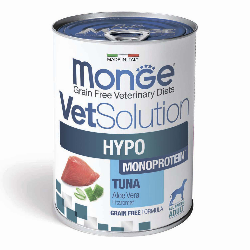 Корм для собак Monge VetSolution Dog Hypo Monoprotein Tuna при пищ.непереносимости, тунец банка 400г