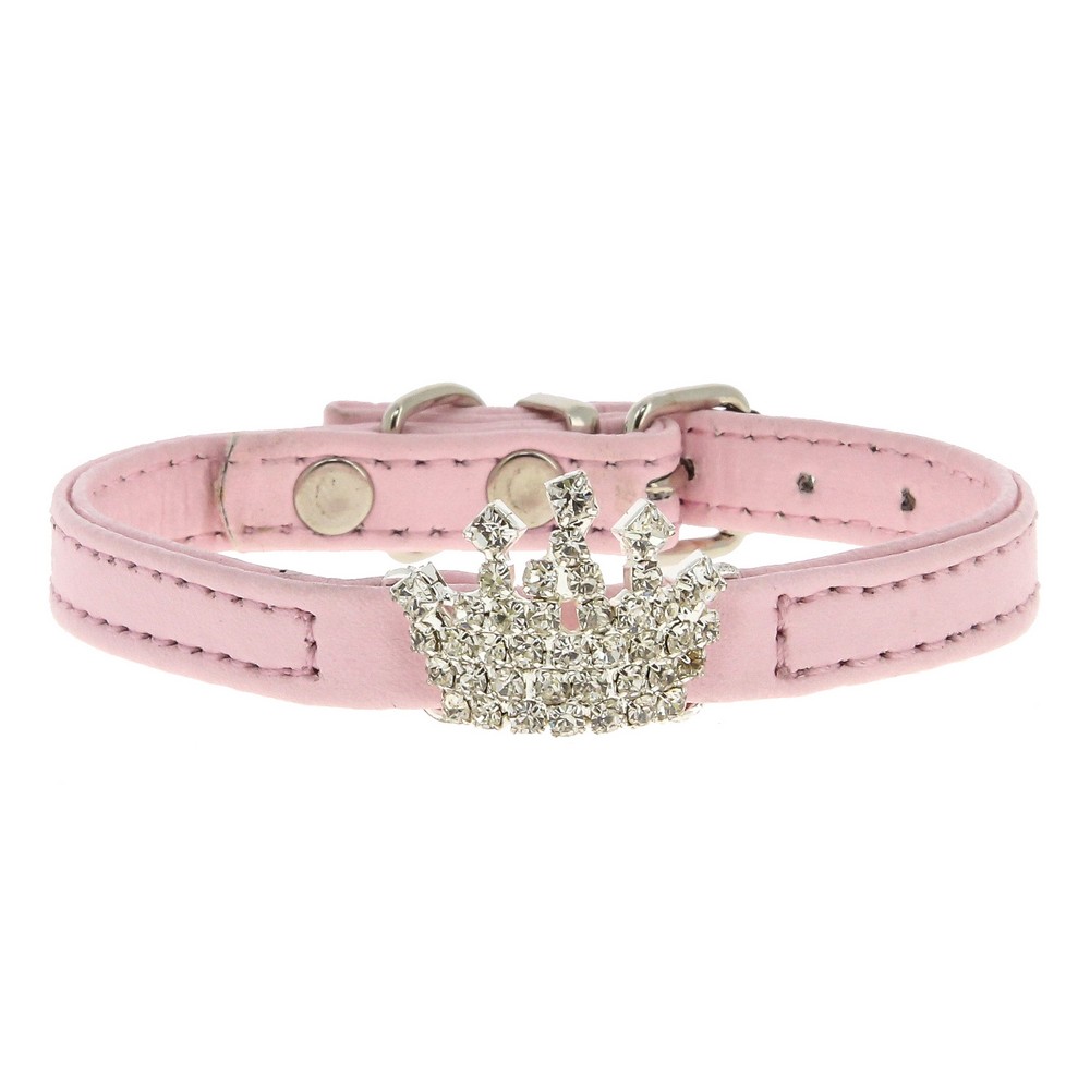 Ошейник для собак КАСКАД Колибри с украшением Корона из страз 10ммх30см розовый